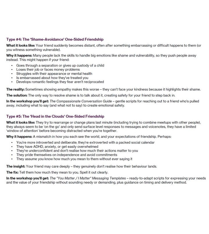 landing page for eight types of one-sided friendship – Hannah Ellis ...